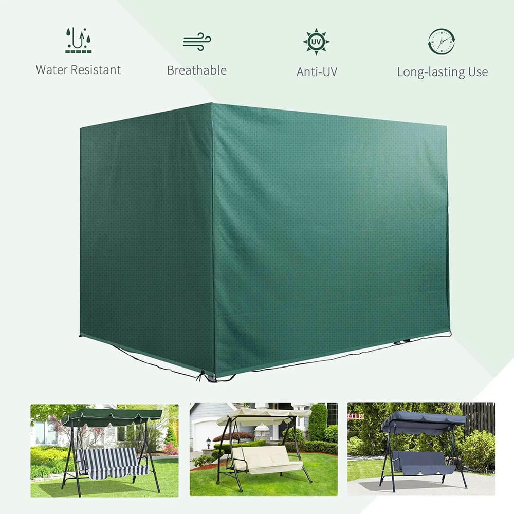 YYAo Hammock Patio Cover Furniture Garden Glider Chair Cover,3-Seater Patio Swing Cover, Outdoor Garden Protection Hammock Cover Waterproof, Dark Green