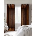 thumbnail image 4 of Brown Vintage Wooden Kitchen Curtains Retro Art Farmhouse Cafe Short Curtains for Bathroom Blackout Window Curtain Grommet Small Window Treatment Tier Drapes for Bedroom Living Room 52"x45"x2, 4 of 9