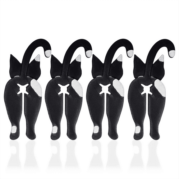 Animal Bread, Bread Ties, Chip Clips, Air Tight, Animal Accessories, Kitchen Necessity, ( White Spots),4 x black cat white spot seals Bread tie,As Shown