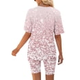 thumbnail image 4 of zanvins Ensemble de Hauts d'Été pour Femmes 2024 Femmes Décontracté Col en V Manches Courtes et Shorts, 4 of 7
