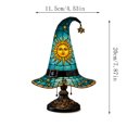 thumbnail image 3 of WWC Halloween Witch Hat Lamp, Handcrafted Vintage Stained Glass Resin Night Light, Gothic Glow-in-The-Dark Halloween Decor for Bedroom Desk Party, 3 of 7
