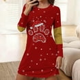 thumbnail image 2 of Women's Christmas Dress Long Sleeve Crewneck Printed Pullover Mini Home Pjs Skirt Red L, 2 of 6