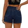 thumbnail image 3 of Tawop Jean Shorts for Women with Pockets Deep Blue Chinos Shorts, 3 of 6