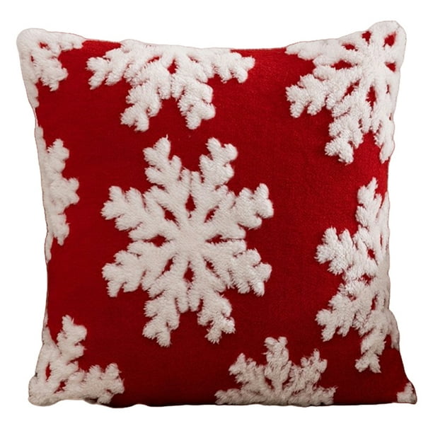 Funda Almohada para Festival Cojín Navideña Wdftyju Copo Nieve Grande Color Rojo
