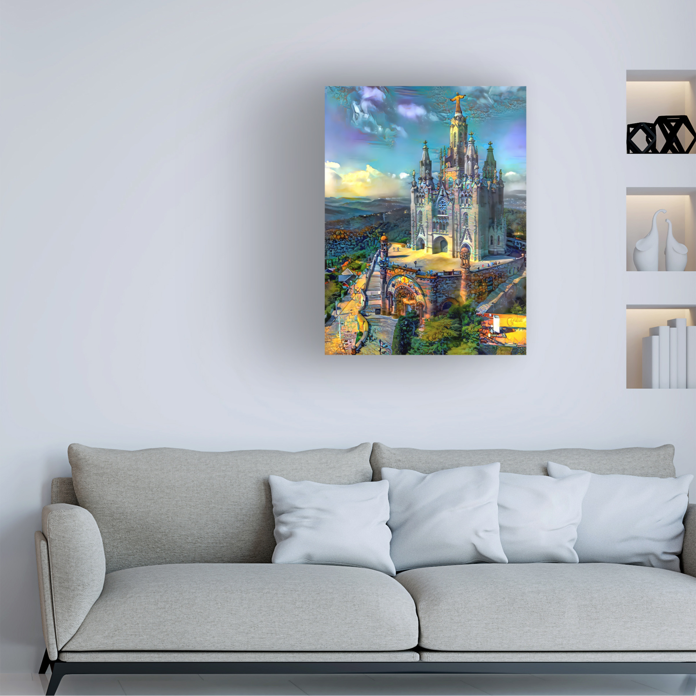 Canvas Wall Art - Pedro Gavidia 'Barcelona Spain Tibidabo Church' Wall Art for Living Room, Bedroom, or Office DÃ©cor by Trademark Fine Art - 18 x 24 Inches