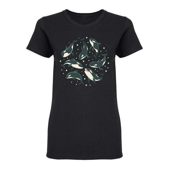 Group Of Orcas Design Shaped T-Shirt Women -Image by Shutterstock, Female Small