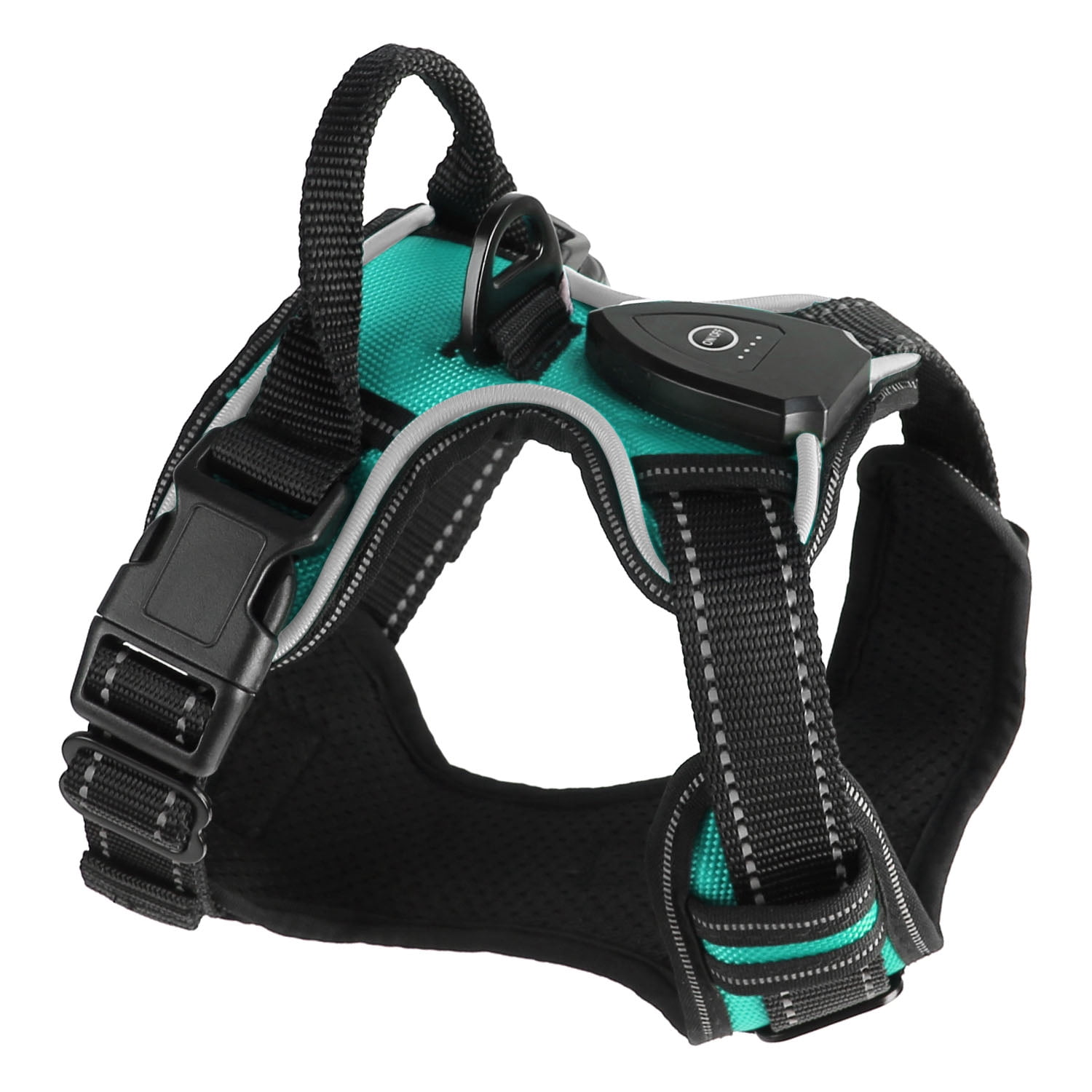 Teqhome Light Up Dog Harness LED No Pull Dog Harness Rechargeable Lighted Dog Vest Harness for Night Walking Adjustable Glowing Vest for 38.58-49.6lbs Dogs (Green, L)