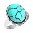 thumbnail image 1 of 925 Sterling Silver Ring For Women - Men Blue Turquoise Gemstone Silver Ring Size 5 December Birthstone Boho Silver Ring Size 5 New Year Gift For Mom Gemstone 925 Silver Jewelry, 1 of 6