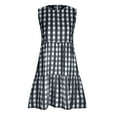 thumbnail image 5 of Lastesso Women Gingham Linen Dress Boho Smocked Tiered Ruffle Dresses Plaid Summer Casual Sundress Trendy Picnic Clothes 2023, 5 of 7