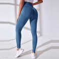 thumbnail image 4 of Hifoo Women Solid Color Seamless Knit Gym Pants High Waist Belly Tight Gym Pants Stretch Yoga Pants Leggings Comfort Wear, 4 of 8