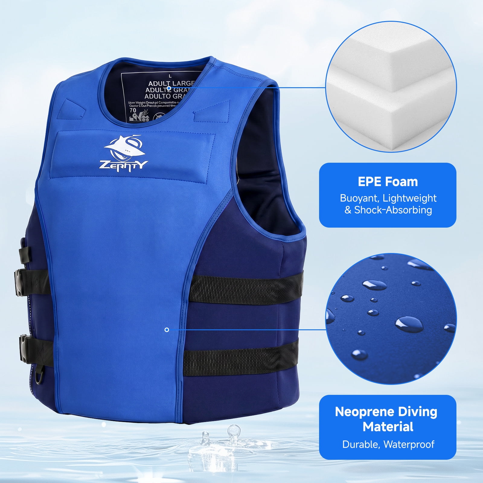 Adult Swim Vest Life Jacke, Women Men Float Jacket with Adjustable Straps & Secure Buckle for Boating Fishing Kayaking Beach Pool Water Sports