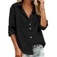 thumbnail image 2 of Ynynloco Womens 100%Cotton Button Down Shirts Long Sleeve Blouses Casual Collared Loose Fit Gauze Tops with Pocket, 2 of 5