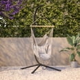 thumbnail image 4 of Flash Furniture Harvo Heavy Duty Commercial Grade All-Weather Hanging Hammock Chair C-Stand with Steel Offset Base and Hardware, 360 Degree Rotation, Black, 4 of 12