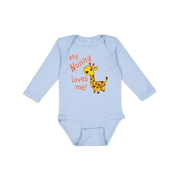 Inktastic My Nonna Loves me- cute giraffe Boys or Girls Long Sleeve Baby Bodysuit