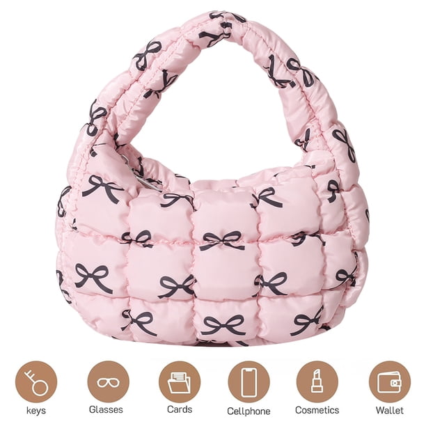Bolso Mano Acolchado Con Burbujas para Mujer Hobo Lazo