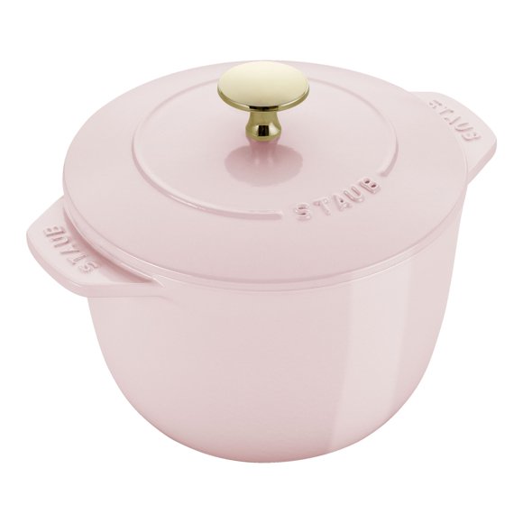 STAUB La Cocotte 1.75 L Cast Iron Round Rice Cocotte, Sorbet Rose