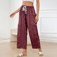 thumbnail image 4 of Textilo Leopard Pants for Women Wide Leg Cheetah Print Pant with Side Pockets Drawstring Elastic Waist Joggers Comfy Loose Fit Fall Winter Casual Lounge Slacks, 4 of 7
