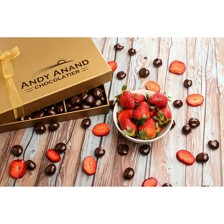 Andy Anand’s Chocolates - Premium California Farm fresh Strawberries covered with Rich Dark Chocolate in a Gift Box, with Handwritten Greeting Card Certified made from Natural Ingredients- 1