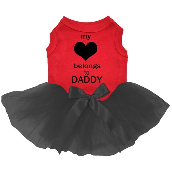 Petitebelle My Heart Belongs to Daddy Puppy Dog Dress (Red/Black, Small)