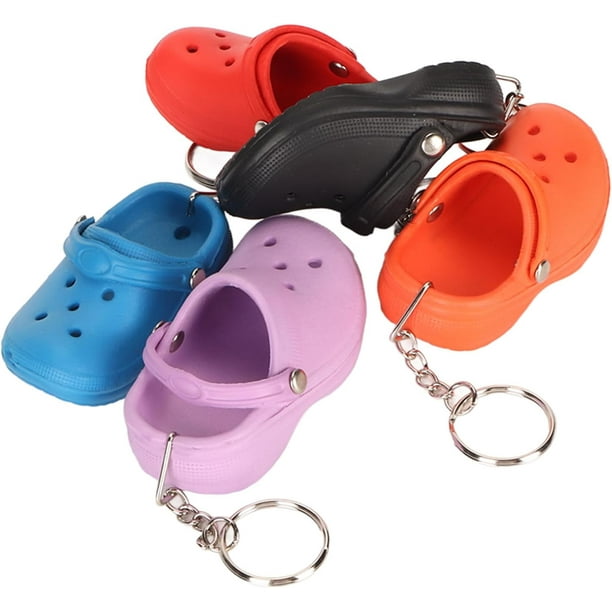 AVEKI 5pcs Mini Croc Shoe Keychain Cute Shoe Keychain Charms For Backpacks Silicone Slipper Key Chains Red Violet Lake Blue Black Orange Hole Sandals Key Ring Pendant Decoration B0514 Walmart