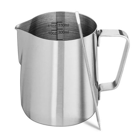 

Milk Frothing Pitcher Stainless Steel Creamer Frothing Pitcher Perfect for Espresso Machines Milk Frothers Latte Art 12 oz (350 ml) Silver