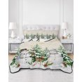 thumbnail image 2 of Quilt King Size Bedding Set, Christmas Snowflakes Reversible Summer Quilt 3 Pieces, Winter Xmas Snowman Pine Trees Beige Lightweight Bedspreads Coverlets with 2 Pillow Shams for All Seasons, 2 of 5