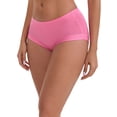 thumbnail image 4 of INSPIRE CHIC Women's Mid-Waisted Modal Plus Size Underwear Solid Cotton Full Coverage Briefs 2 Packs XL 1 Beige 1 Rose Red, 4 of 5