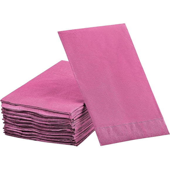 Dinner Napkins Disposable Guest Towels, Beverage Napkins Soft and Absorbent Paper Napkins Dinner Size for Party, Wedding, 8\u201d x 4.5\u201d 2 Ply Party Napkins, Pack of 40 - by Amcrate (Bright Pink)