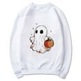 thumbnail image 5 of CLOISE Halloween Women's Sweatshirts Fashion Ghost Print Oversized Sweatshirts Fall Long Sleeve Crew Neck Hoodies Shirts Casual Blouses Holiday Gift Outfits White XL Trick, 5 of 5