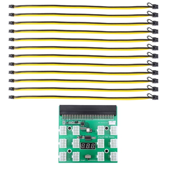 FOMIYES 1Set GPU Board Adapter and Power Board with 6 Pin to 8 Pin Cable for Mining Setup