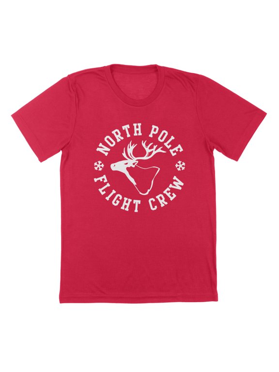 North Pole Flight Crew Holiday Christmas Graphic Red Mens T-Shirt