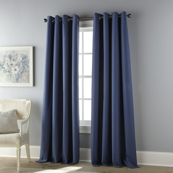 Nanshing Belissa Blackout Thermal Single Curtain Panel with Grommet Top, Navy, 54" x 84"