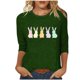 thumbnail image 1 of Tops de Cuello Redondo para las Mujeres Pascua Impresa 3/4 Mangas Blusa, Ligera Imitación Algodón Top Casual, 1 of 5