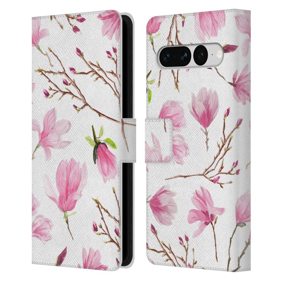 Head Case Designs Officially Licensed Anis Illustration Flower Pattern 2 Magnolia Leather Book Wallet Case Cover Compatible with Google Pixel 7 Pro