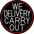 thumbnail image 1 of We Deliver Carry Out Oval With Red Border LED Neon Sign 18 x 18 - inches, Clear Edge Cut Acrylic Backing, with Dimmer - Bright and Premium built indoor LED Neon Sign for restaurant decor., 1 of 7