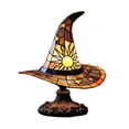 thumbnail image 2 of Stained Glass Witch Hat Lamp,Handcrafted Retro Resin Witch Lamp,USB Powered Gothic Wizard Hats with Sun and Star Details for Bedroom, Shelf and Halloween Decor, 2 of 5