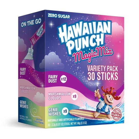 Hawaiian Punch Magic Powder Drink Mix Variety Pack, Fairy Dust, Marshmallow Clouds & Genie Wishes, 30 Sticks