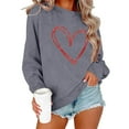 thumbnail image 5 of Itsame Long Sleeve Heart T-Shirts Women's Valentine's Sweatshirt Loose Crew Neck Tops Gray Size XL, 5 of 5