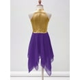 thumbnail image 3 of renvena Kids Girls Halter Metallic Praise Overlay Dress Chiffon Patchwork Lyrical Dance A Dark Purple 12, 3 of 7
