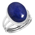 thumbnail image 1 of 925 Silver Ring For Women - Girls Blue Natural Lapis Lazuli Stone Silver Ring Size 6 September Birthstone Elegant Silver Ring Size 6 Gift For Women On Anniversary 925 Gemstone Silver Jewelry, 1 of 6