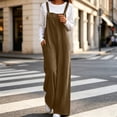 thumbnail image 6 of Womens Corduroy Wide Leg Overalls, Loose Soft Jumpsuit with Pockets, Vintage Fashion Pants for Daily Business Casual Travel Wear | VerBelle,Brown 2XL, 6 of 9