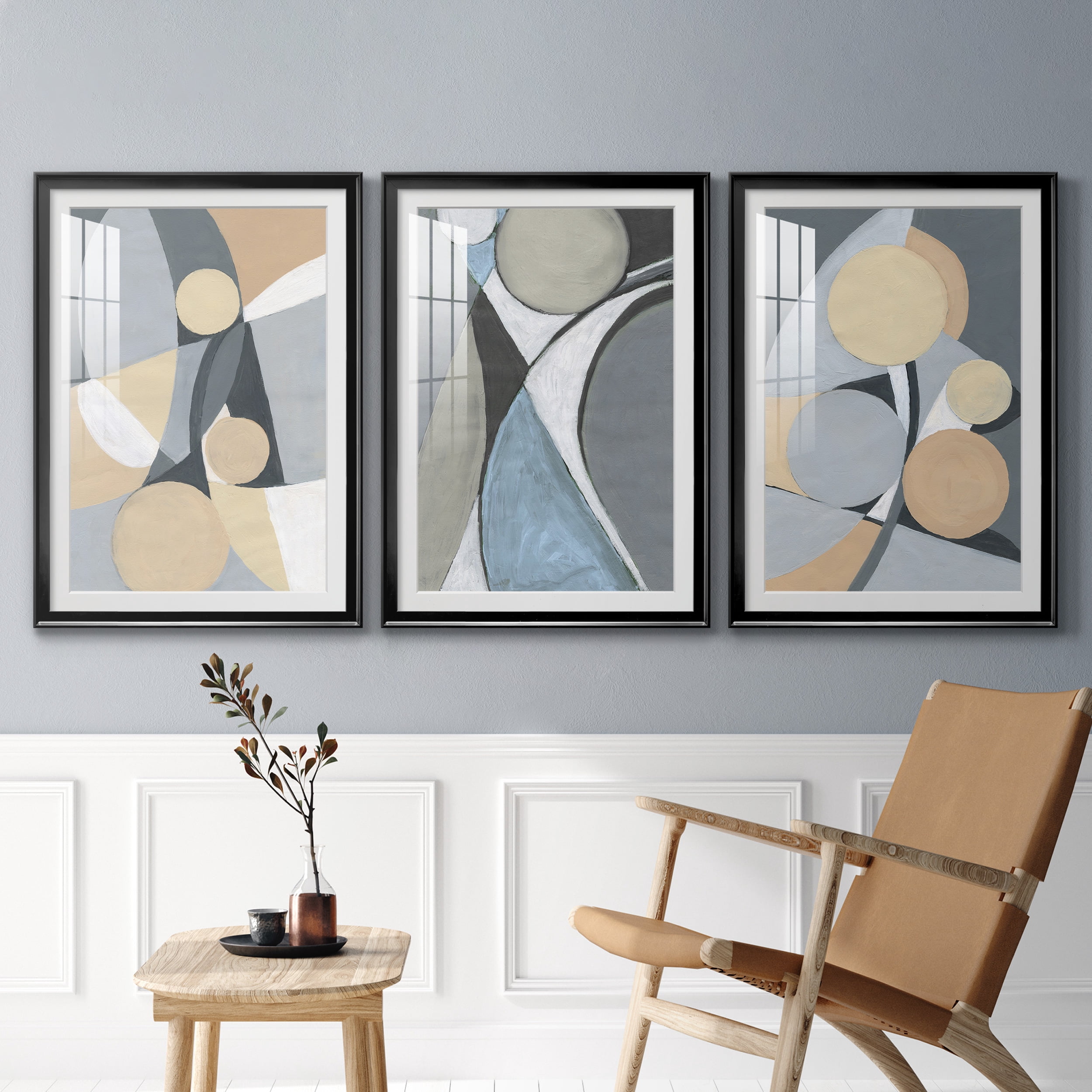 &nbsp;A Soft Jeweled Geometric II Premium Framed Prints Set of 3 - Ready to Hang - 30.5 x 42.5 Each - Black Frame