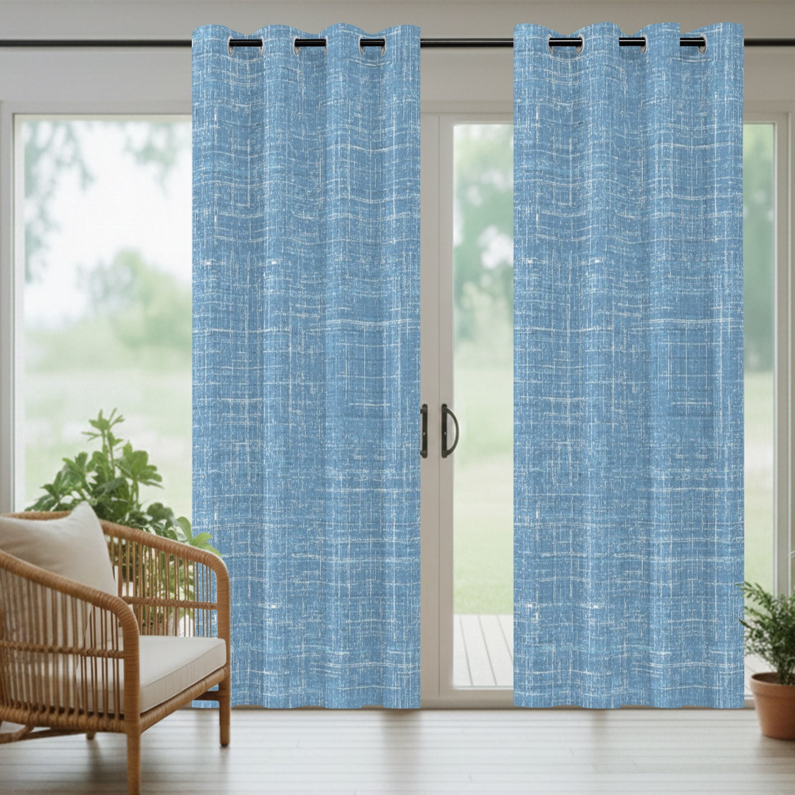 Sky Blue Outdoor Curtains for Patio, Abstract Modern Farmhouse Solid Color Sunshade Privacy Drapes Grommet Waterproof Outside Curtains for Porch/Cabana/Balcony 54"x 95", 2 Panel