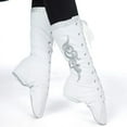 thumbnail image 2 of Tibetan Men Women Dance Boots Unisex Mongolian Dance Shoes Horse Boots New Canvas Dance Performance Ballet Boots Show Footware (White Gold Flower,39), 2 of 4