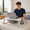 thumbnail image 2 of kowaku Couch Lap Desk Wide Tabletop Folding Laptop Table Stable Bed Tray Table for Dorm Room, 2 of 10
