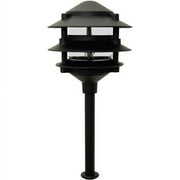 Moonrays 95725 Pagoda-Style Low Voltage 11-Watt 12-Volt 3-Tier Metal Path Light, Black Finish