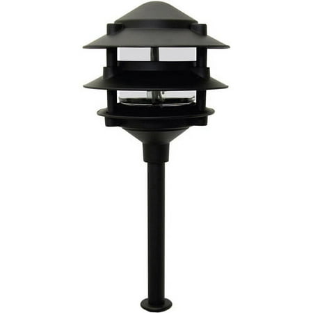Moonrays 95725 Pagoda-Style Low Voltage 11-Watt 12-Volt 3-Tier Metal Path Light, Black Finish