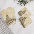 thumbnail image 5 of Eiffel Tower Oven Mitts And Pot Holders Sets of 4 Oven Gloves Set Potholders for Kitchen Cooking Baking Grilling Anti Scald Hot Pads And Heat Resistant, 5 of 6