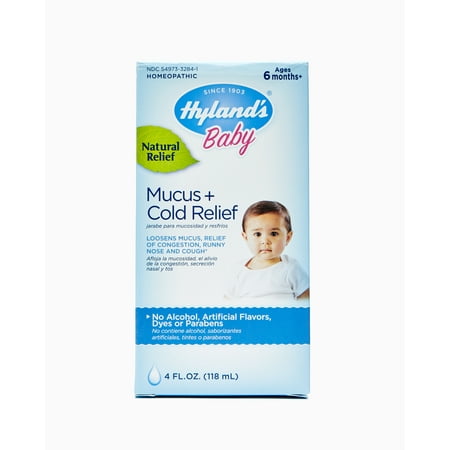 Hyland's Baby Mucus + Cold Relief, Natural Relief of Congestion, Runny Nose & Cough 4 (Best Cold Medicine For Runny Nose And Watery Eyes)