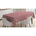 thumbnail image 1 of 4th of July Tablecloth, Stripes with Stars Freedom and Liberty of the USA National Holiday, Rectangle Satin Table Cover for Dining Room and Kitchen, 52" X 70", Royal Blue Beige Red, by Ambesonne, 1 of 2